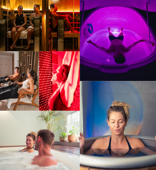 Infrared sauna, cold plunge and jacuzzi facilities