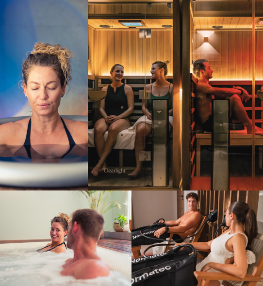 Infrared sauna, cold plunge and jacuzzi facilities